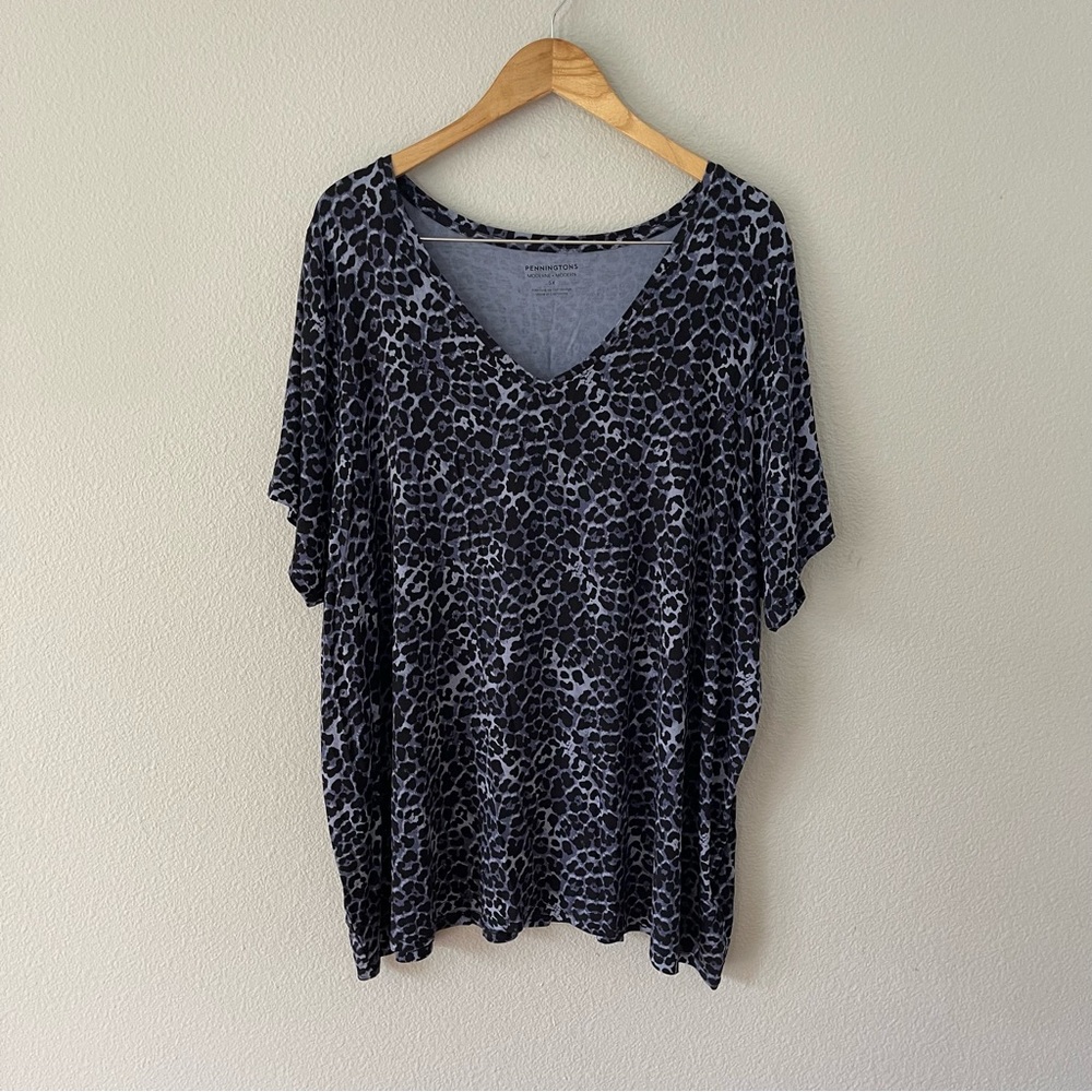 Penningtons Modern Animal Print Stretch Jersey Knit Top Size 5X
